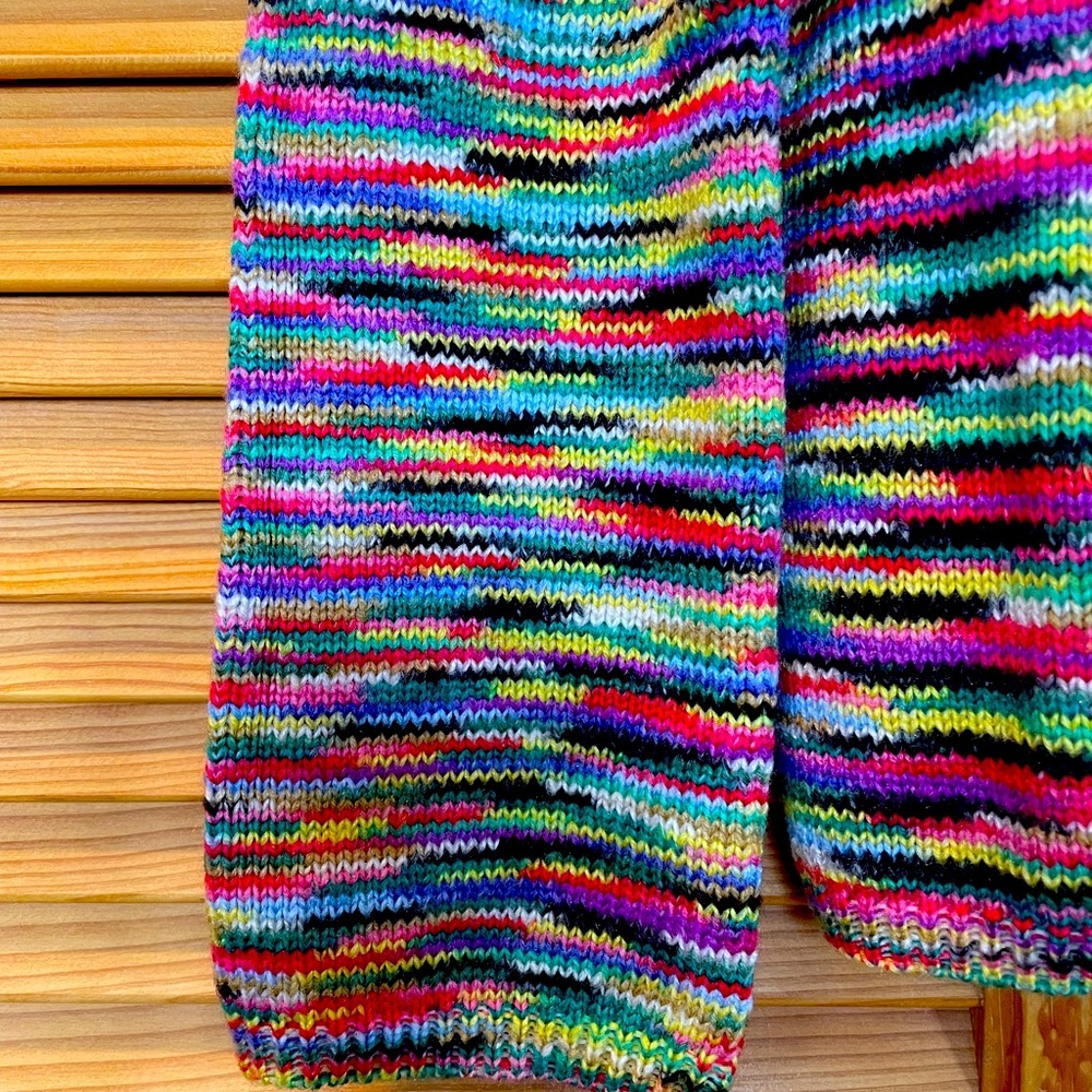 Unique Bright Multi Colored Striped Long Sleeve Sweater. Size M, Fashion Bonyli.